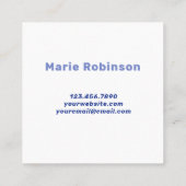 QR Code Retro Groovy Blue White Squiggles Hallo Quadratische Visitenkarte (Rückseite)