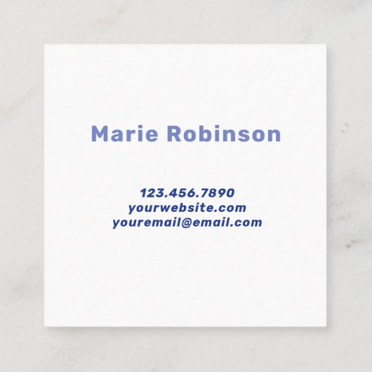 QR Code Retro Groovy Blue White Squiggles Hallo Quadratische Visitenkarte (Rückseite)