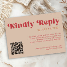 QR-Code Retro groovy fett rot beige Hochzeit onlin