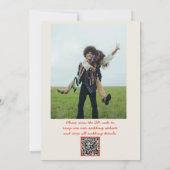 QR-Code Retro Hand Drawn Cake Quirky Foto Hochzeit Einladung (Rückseite)