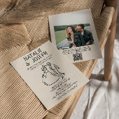 QR-Code Retro Hand Drawn Quirky Foto Hochzeit Einladung
