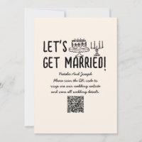 QR Code Retro Hand Drawn Writing Cocktail Hochzeit