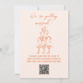 QR-Code Retro Hand gezeichnete helle farbige Hochz Einladung (Rückseite)