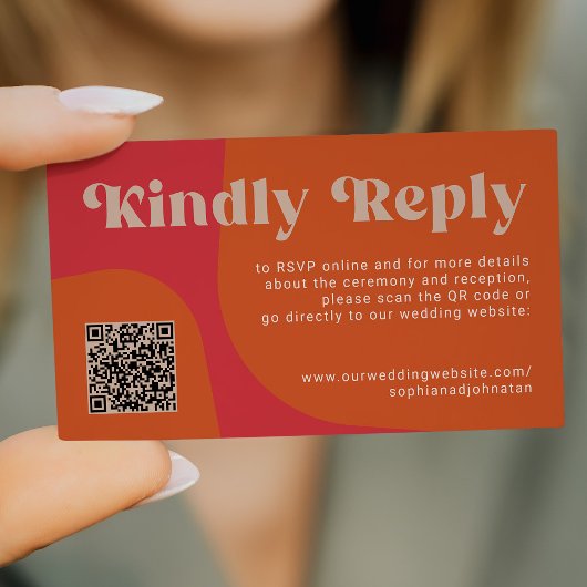 QR-Code Retro-Hochzeitsbudget Online-RSVP Begleitkarte