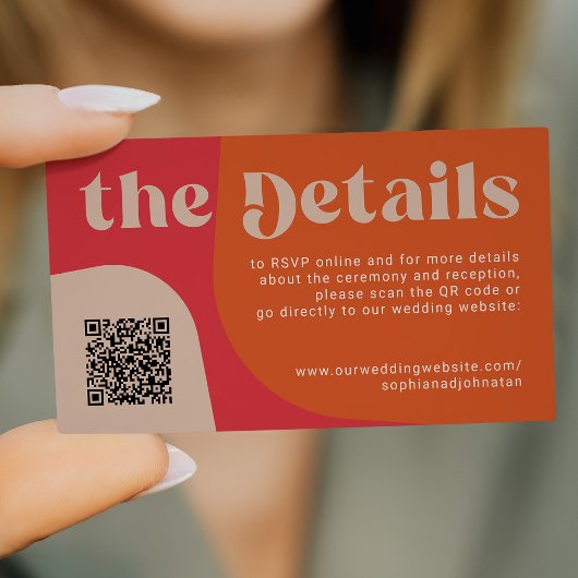 QR-Code Retro-Hochzeitsdetails RSVP-Website Begleitkarte