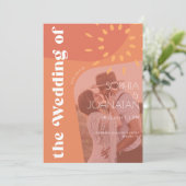 QR-Code Retro Orangencreme fett FOTO uAwg Hochzeit Einladung (Stehend Vorderseite)