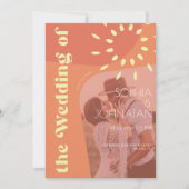 QR-Code Retro Orangencreme fett FOTO uAwg Hochzeit Einladung (Vorderseite)