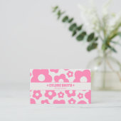 QR-Code Retro Rosa Groovy Floral Boho Mädchen Tren Visitenkarte (Stehend Vorderseite)