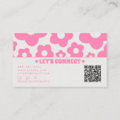 QR-Code Retro Rosa Groovy Floral Boho Mädchen Tren Visitenkarte (Rückseite)