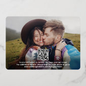 QR Code Retro Script 2 Foto Hochzeit Speichern Sie Folieneinladung (Rückseite)