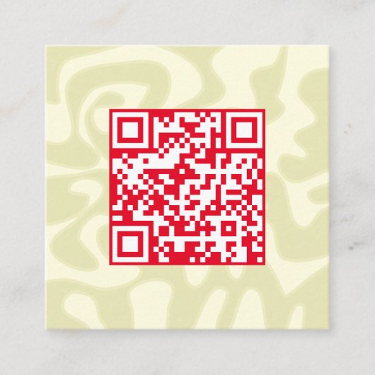 QR Code Retro Swirling Cream Red Squiggles Hallo Quadratische Visitenkarte (Vorderseite)