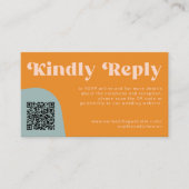 QR Code retro wedding budget online RSVP Begleitkarte (Vorderseite)