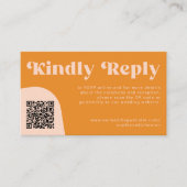 QR Code retro wedding budget online RSVP Begleitkarte (Vorderseite)