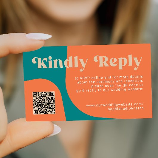 QR Code retro wedding budget online RSVP Begleitkarte