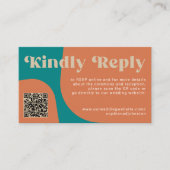 QR Code retro wedding budget online RSVP Begleitkarte (Vorderseite)