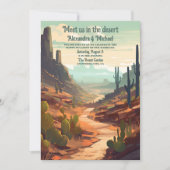 QR-Code Retro-Wüstenaktien Hochzeit Einladung (Vorderseite)