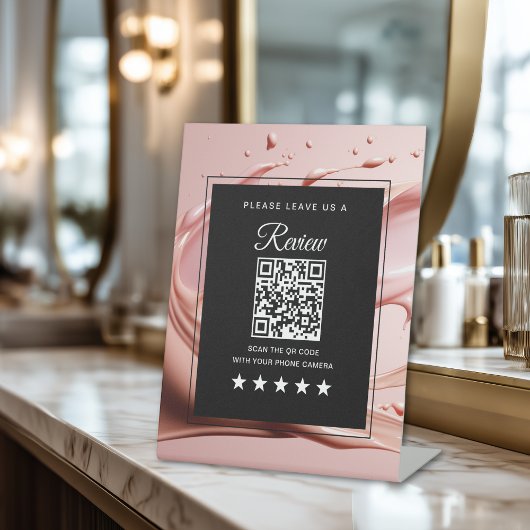 Qr Code Reviews Pink Blush Salon Sockelschild