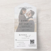 QR-Code Romantische Skripterfassung Schwarz-weißes All In One Einladung (Innen Boden)