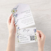 QR Code Romantische Wildblume All In One Einladung (Abreißen)