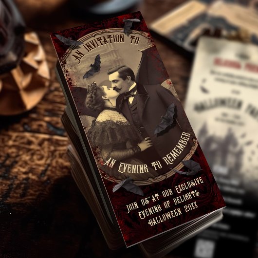 QR Code Romantischer Vintager Vampir Dracula Hallo Einladung