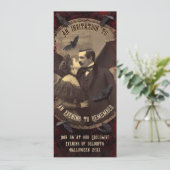 QR Code Romantischer Vintager Vampir Dracula Hallo Einladung (Stehend Vorderseite)