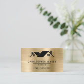 QR Code Roofing Business Black Gold Metallic Visitenkarte (Stehend Vorderseite)