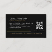 QR Code Roofing Roofer Professional Black Gold Visitenkarte (Rückseite)