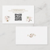 QR Code Rosa Blush Gold Floral Wedding Website Visitenkarte (Vorne/Hinten)