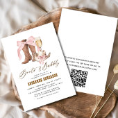 QR-Code Rosa Bow Boots & Bubbly Brautparty Einladung