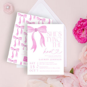 QR-Code Rosa Bow Sie bindet die Knotendusche Einladung