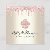 QR-Code Rosa Cupcake Glitzer Tropfen Bäckerei Koch Quadratische Visitenkarte (Vorderseite)