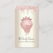 QR-Code Rosa Erdbeeren Glitzer Confection Gold Visitenkarte (Vorderseite)