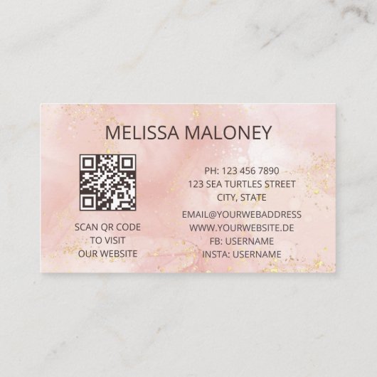 QR-Code | Rosa Farbtinte Visitenkarte (Rückseite)