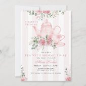 QR-Code rosa florale Teeparty Baby-Mädchen- Shower Einladung (Vorderseite)