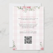 QR-Code rosa florale Teeparty Baby-Mädchen- Shower Einladung (Rückseite)