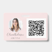 QR-Code Rosa Foto Business Card Ausweis (Vorderseite)