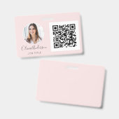 QR-Code Rosa Foto Business Card Ausweis (Vorder- & Rückseite)