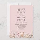 QR Code Rosa Foto Wildblume Hochzeit Einladung (Vorderseite)
