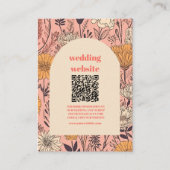 qr code Rosa Gelb Orange Wildblumen Hochzeit Begleitkarte (Vorderseite)