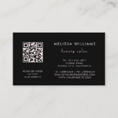QR-Code | Rosa glänzendes schwarzes florales Manda Visitenkarte (Rückseite)