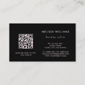 QR-Code | Rosa glänzendes schwarzes florales Manda Visitenkarte (Rückseite)
