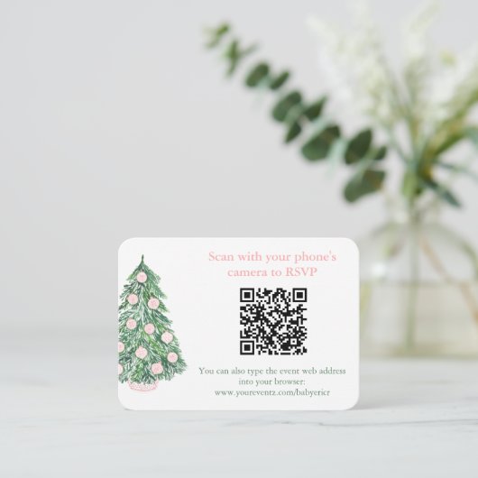 QR-Code Rosa grüne Weihnachtsbäume UAWG oder Regis Begleitkarte (Stehend Vorderseite)