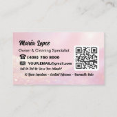 QR-Code Rosa Hausreinigungsdienst Visitenkarte (Rückseite)