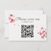 QR Code Rosa Kirschblüte Chic Blütenhochzeit RSVP Karte (Rückseite)