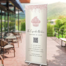 QR Code Rosa Kuchen Bäckerei Café Glitzer Tropfen 