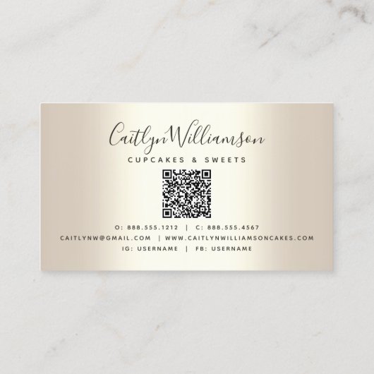 QR-Code Rosa Kuchen Bäckerei Koch Glitzer Tropfen  Visitenkarte (Rückseite)