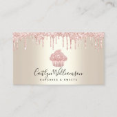 QR-Code Rosa Kuchen Bäckerei Koch Glitzer Tropfen  Visitenkarte (Vorderseite)