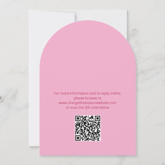 QR Code Rosa Magenta Wedding Details Card Einladung (Rückseite)