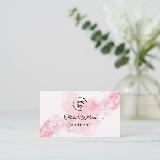 QR-Code Rosa Moderne Visitenkarte (Stehend Vorderseite)