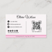 QR-Code Rosa Moderne Visitenkarte (Rückseite)